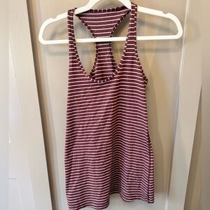 Lululemon Athletica Burgundy and White Striped Tank